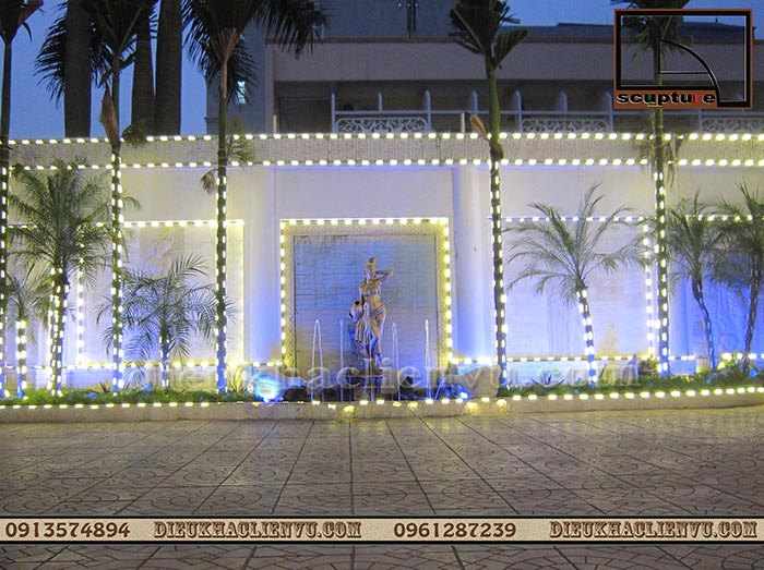 Đài phun nước sân vườn tạo nên vẻ đẹp độc đáo